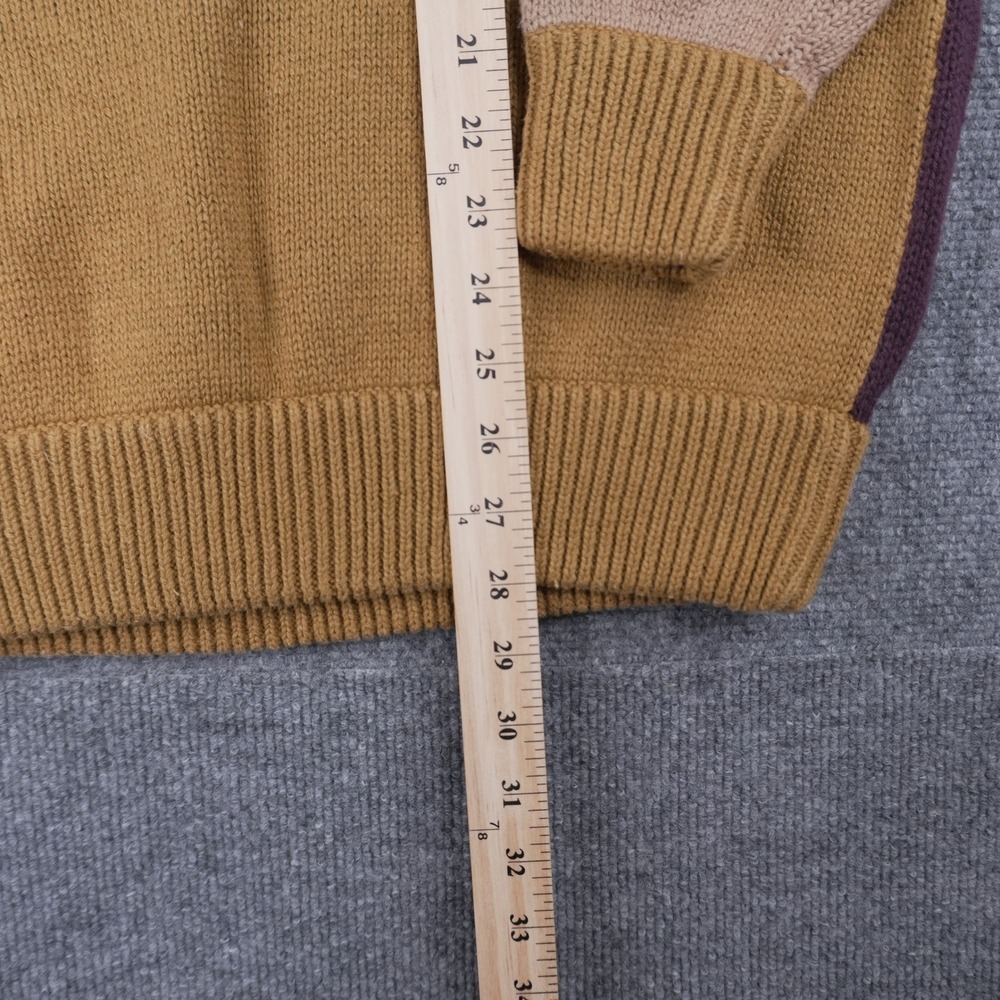 VTG Saddlebred Colorblock Sweater Mens Medium Gold Burgundy Navy Vertical Stripe - Picture 4 of 6